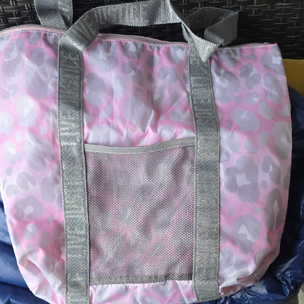 Justice Stylish Pink and Gray Tote Bag